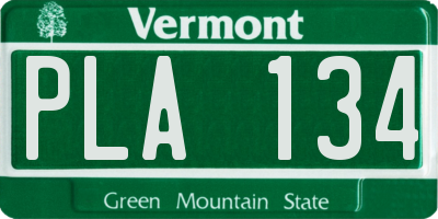VT license plate PLA134
