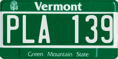 VT license plate PLA139