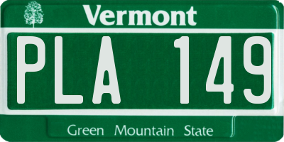 VT license plate PLA149