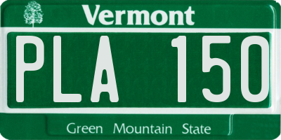 VT license plate PLA150