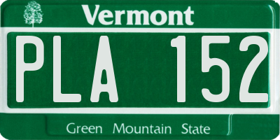 VT license plate PLA152