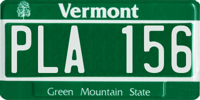 VT license plate PLA156