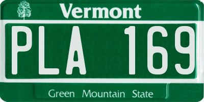 VT license plate PLA169