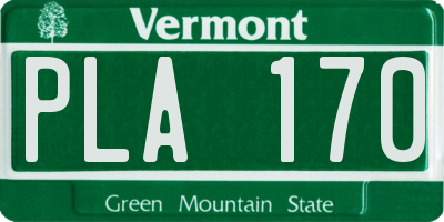 VT license plate PLA170