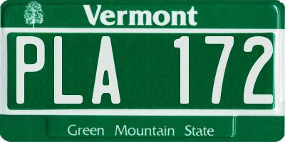 VT license plate PLA172
