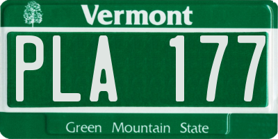 VT license plate PLA177
