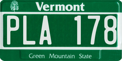 VT license plate PLA178