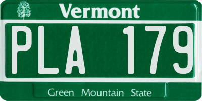 VT license plate PLA179