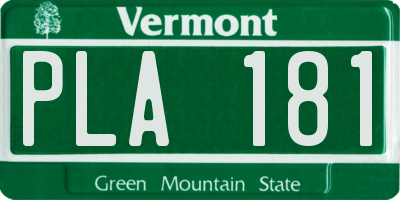VT license plate PLA181