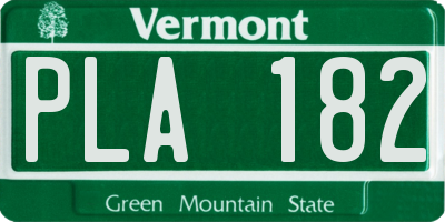 VT license plate PLA182
