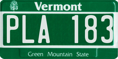 VT license plate PLA183
