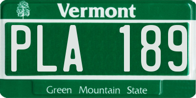 VT license plate PLA189