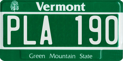 VT license plate PLA190