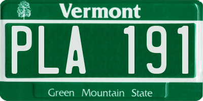 VT license plate PLA191