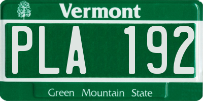 VT license plate PLA192