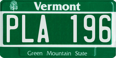 VT license plate PLA196