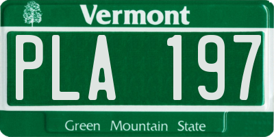 VT license plate PLA197