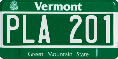 VT license plate PLA201