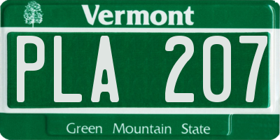 VT license plate PLA207