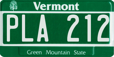 VT license plate PLA212
