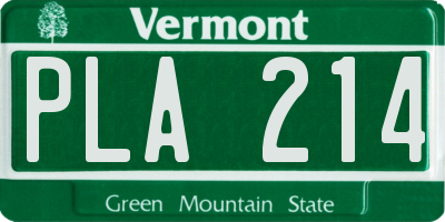 VT license plate PLA214