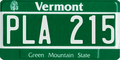 VT license plate PLA215