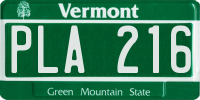 VT license plate PLA216