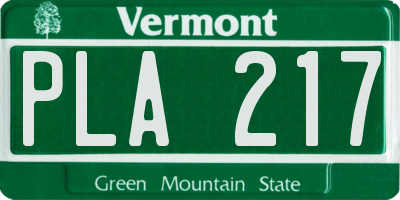 VT license plate PLA217