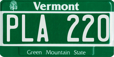 VT license plate PLA220