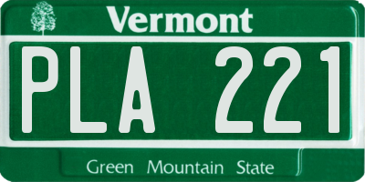VT license plate PLA221