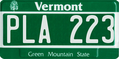 VT license plate PLA223