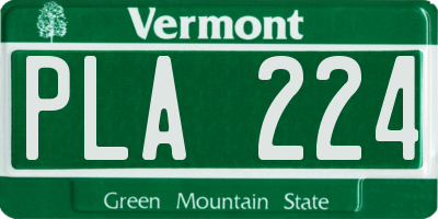 VT license plate PLA224
