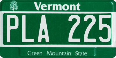 VT license plate PLA225