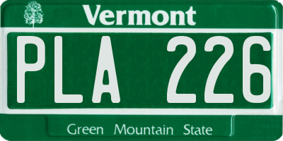 VT license plate PLA226