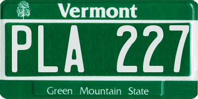 VT license plate PLA227