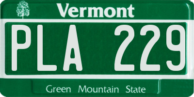 VT license plate PLA229