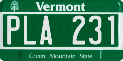 VT license plate PLA231