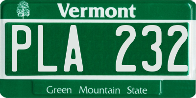 VT license plate PLA232