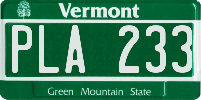 VT license plate PLA233