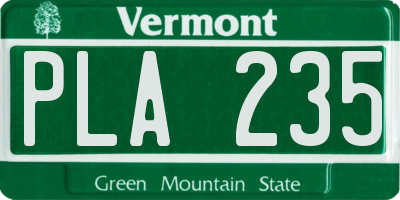 VT license plate PLA235