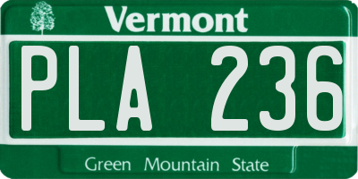 VT license plate PLA236