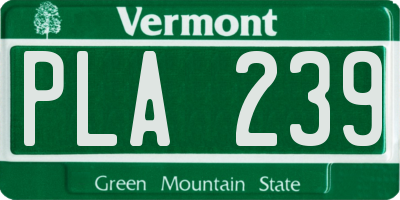 VT license plate PLA239