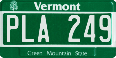 VT license plate PLA249