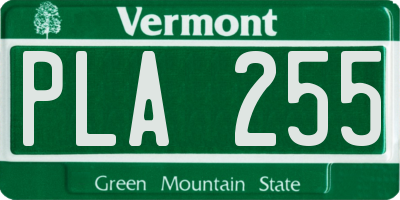VT license plate PLA255