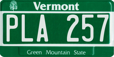 VT license plate PLA257