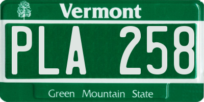 VT license plate PLA258