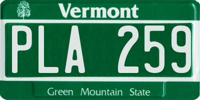 VT license plate PLA259