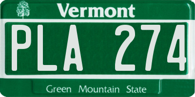 VT license plate PLA274