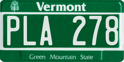 VT license plate PLA278