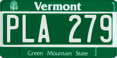 VT license plate PLA279